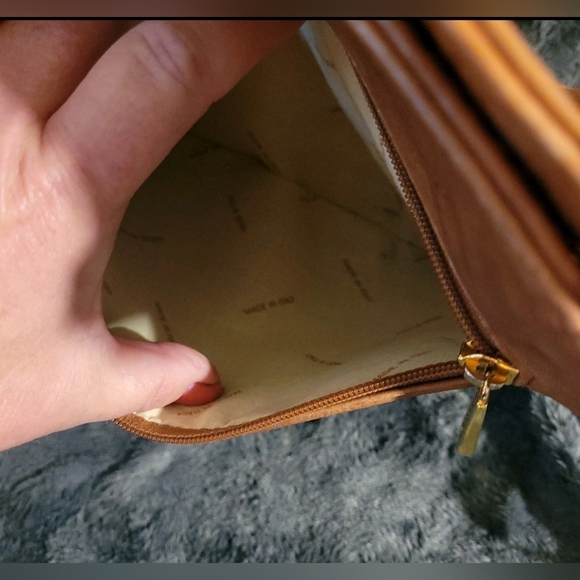 Vintage Charro Brown Leather Italian Big Business Expandable Woman's Purse - Picture 6 of 15